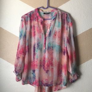 🔥Multi color pink sand blues Ana blouse size lrg